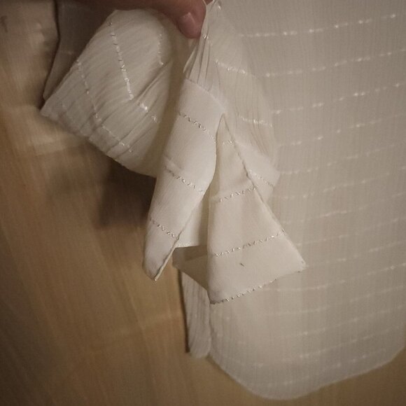 Serenade Womens White Pleated Sheer Button Front Blouse Small - Picture 3 of 8